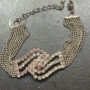 Vintage Silver Tone Bracelet with Crystal Detailing *rhinestone*